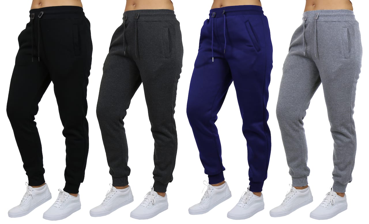 Galaxy by Harvic Women's Relaxed Fit Fleece-Lined Jogger Sweatpants 4 Pack